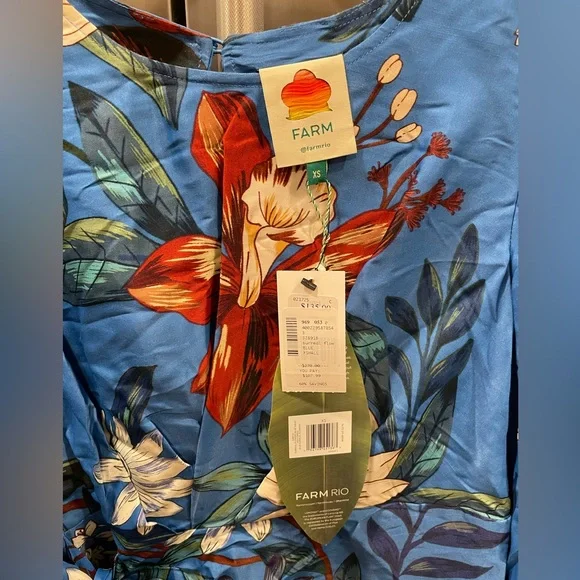 NWT - FARM Rio Surreal Flowers Faux Wrap Dress - Picture 3 of 7